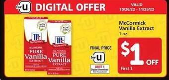Safeway Mccormick vanilla extract offer