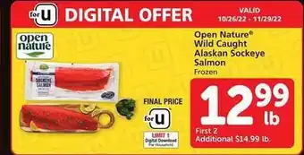 Safeway Open nature wild caught alaskan sockeye salmon offer