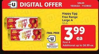 Safeway Happy egg free range large a offer