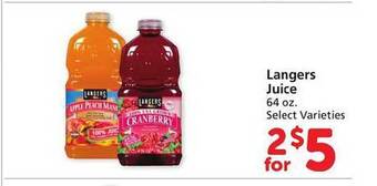 Safeway Langers juice offer