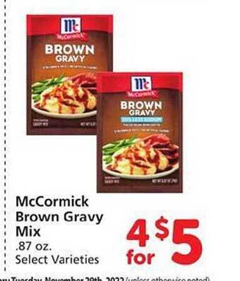Safeway Mccormick brown gravy mix offer