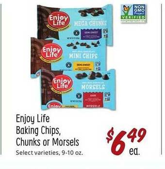 Sprouts Farmers Market Enjoy life baking chips, chunks or morsels offer