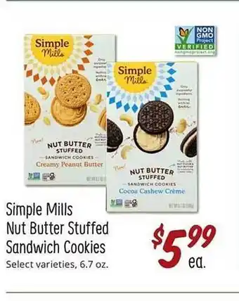 Sprouts Farmers Market Simple mills nut butter stuffed sandwich cookies offer