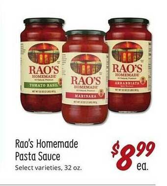 Sprouts Farmers Market Rao's homemade pasta sauce offer