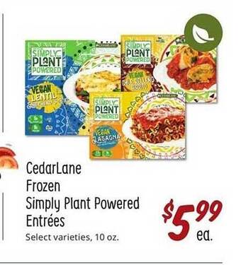 Sprouts Farmers Market Cedarlane frozen simply plant powered entrées offer