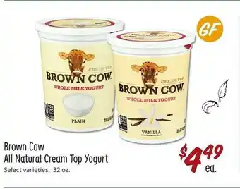 Sprouts Farmers Market Brown cow all natural cream top yogurt offer