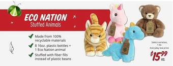 Sprouts Farmers Market Eco nation stuffed animals offer