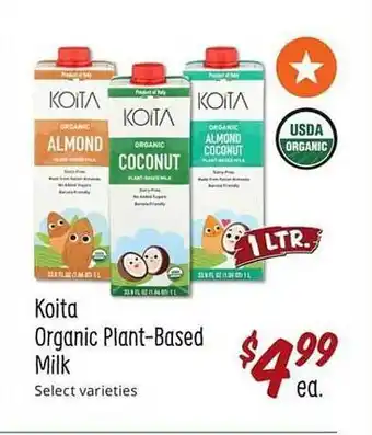Sprouts Farmers Market Koita organic plant-based milk offer