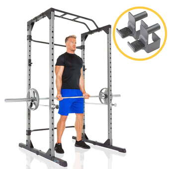 Walmart Progear squat rack power cage with j-hooks, ultra strength 800lb weight capacity, optional lat pulldown attachment offer