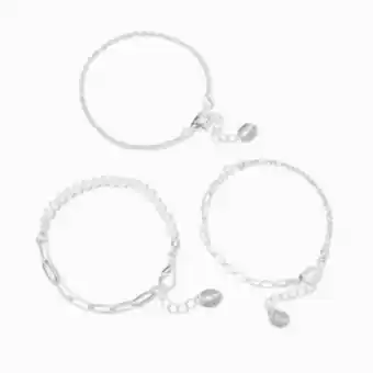 Claire's Silver pearl woven chain bracelets - 3 pack offer