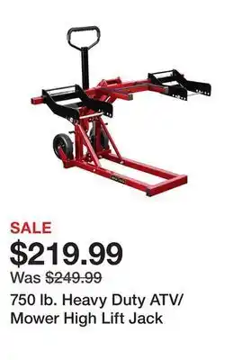Harbor Freight Tools 750 lb. heavy duty atv/mower high lift jack offer