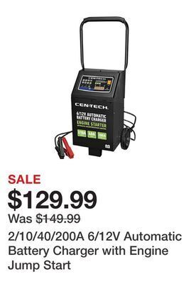 Harbor Freight Tools 2/10/40/200a 6/12v automatic battery charger with engine jump start offer