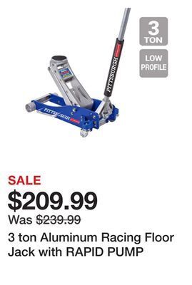 Harbor Freight Tools 3 ton aluminum racing floor jack with rapid pump offer
