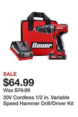 Harbor Freight Tools 20v cordless 1/2 in. variable speed hammer drill/driver kit offer