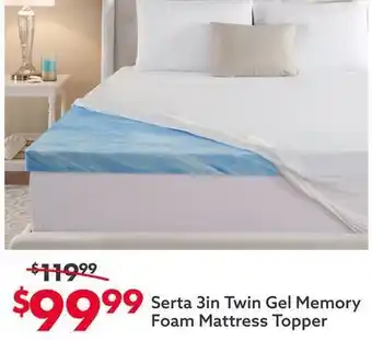 Big Lots Serta 3in twin gel memory foam mattress topper offer