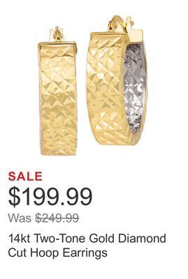 Costco 14kt two-tone gold diamond cut hoop earrings offer
