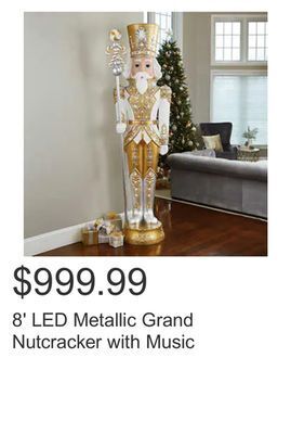 Costco 8' led metallic grand nutcracker with music offer