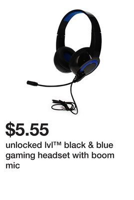 Five Below Unlocked lvl™ black & blue gaming headset with boom mic offer