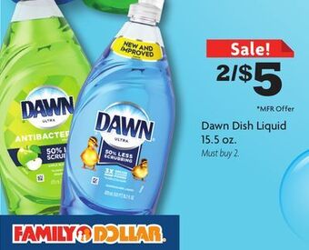 Family Dollar Dawn dish liquid offer