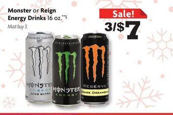 Family Dollar Monster or reign energy drinks offer