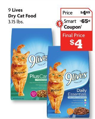 Family Dollar 9 lives dry cat food offer