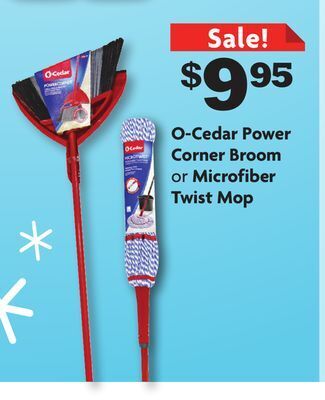 Family Dollar O-cedar power corner broom or microfiber twist mop offer