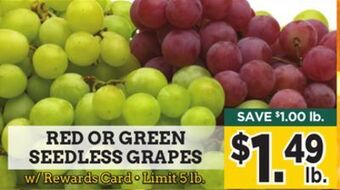 Dearborn Market Red or green seedless grapes offer