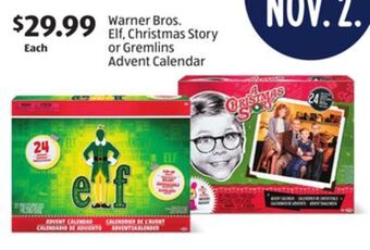 Aldi Warner bros. elf, christmas story or gremlins advent calendar offer