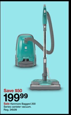 Target Kenmore bagged 200 series canister vacuum offer