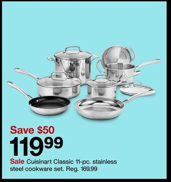 Target Cuisinart classic 11-pc. stainless steel cookware set offer
