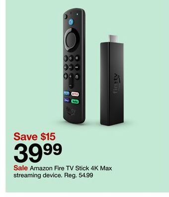 Target Amazon fire tv stick 4k max streaming device offer