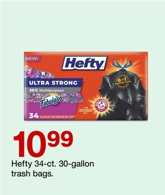Target Hefty 34-ct. 30-gallon trash bags. offer