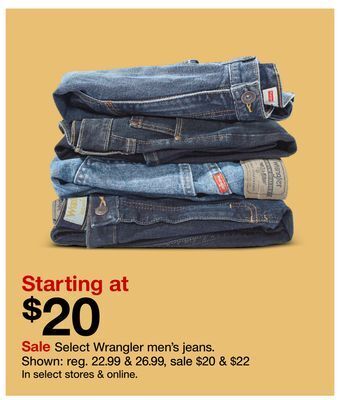 Target Select wrangler men's jeans offer
