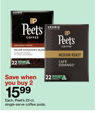 Target Peet's 22-ct. single-serve coffee pods offer