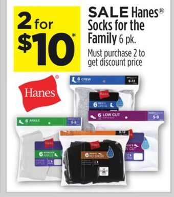 Dollar General Hanes® socks for the family offer