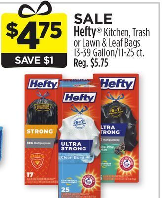 Dollar General Hefty® kitchen, trash or lawn & leaf bags offer