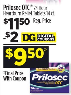Dollar General Prilosec otc® 24 hour heartburn relief tablets offer