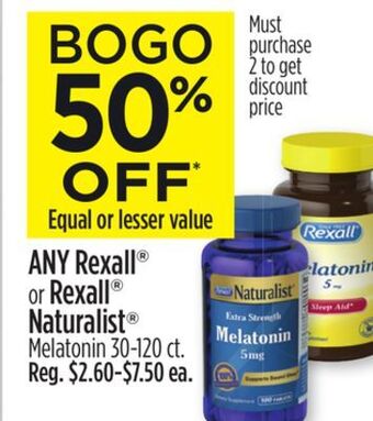 Dollar General Any rexall® or rexall® naturalist® melatonin offer
