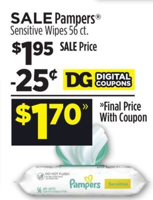 Dollar General Pampers® sensitive wipes offer