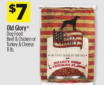Dollar General Old glory® dog food beef & chicken or turkey & cheese offer