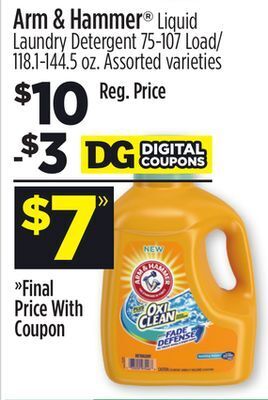 Dollar General Arm & hammer® liquid laundry detergent offer