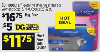 Dollar General Composure™ protective underwear offer