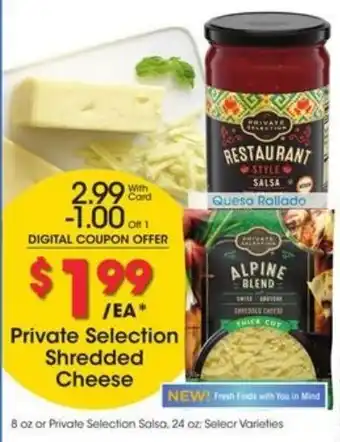 Fry's Private Selection Shreded Cheese offer