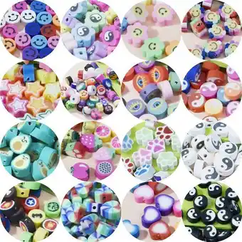 AliExpress Diy10mm 20/50/100/200pcs yellow smiley face beads polymer clay beads loose spacer beads for jewelry makingbracelet accessorie offer