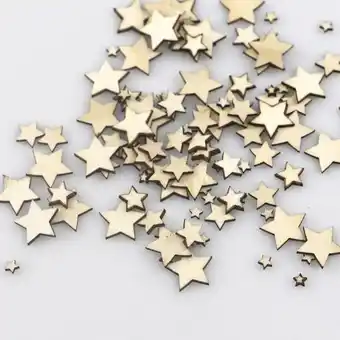 AliExpress 100pcs mixed size wood star crafts natural unfinished wooden star cutouts blank wooden crafts pieces wood diy scrapbook party offer