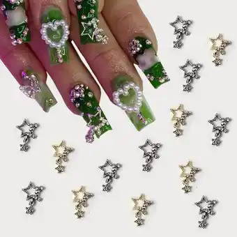 AliExpress 10pcs 3d stars crystal nail charms silver metal dangle nails decorations manicure accesorios supplies offer