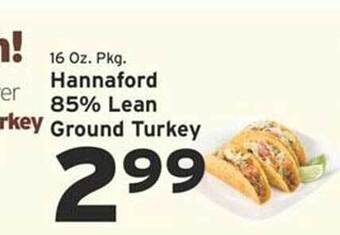 Hannaford Hannaford 85% lean ground turkey offer