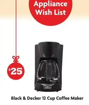 Family Dollar Black & decker 12 cup coffee maker kitchen appliance offer