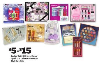 Family Dollar Ladies' bath gift sets, colour spell, l. a. colors cosmetic or nail care kits offer