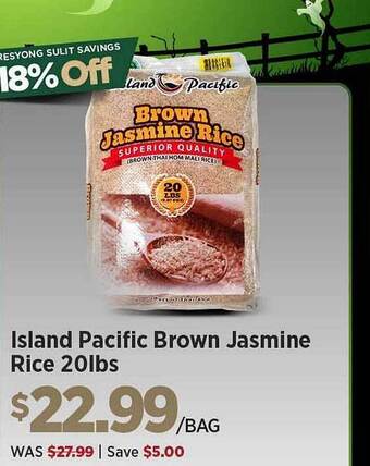 Island Pacific Market Island pacific brown jasmine rice 20lbs offer
